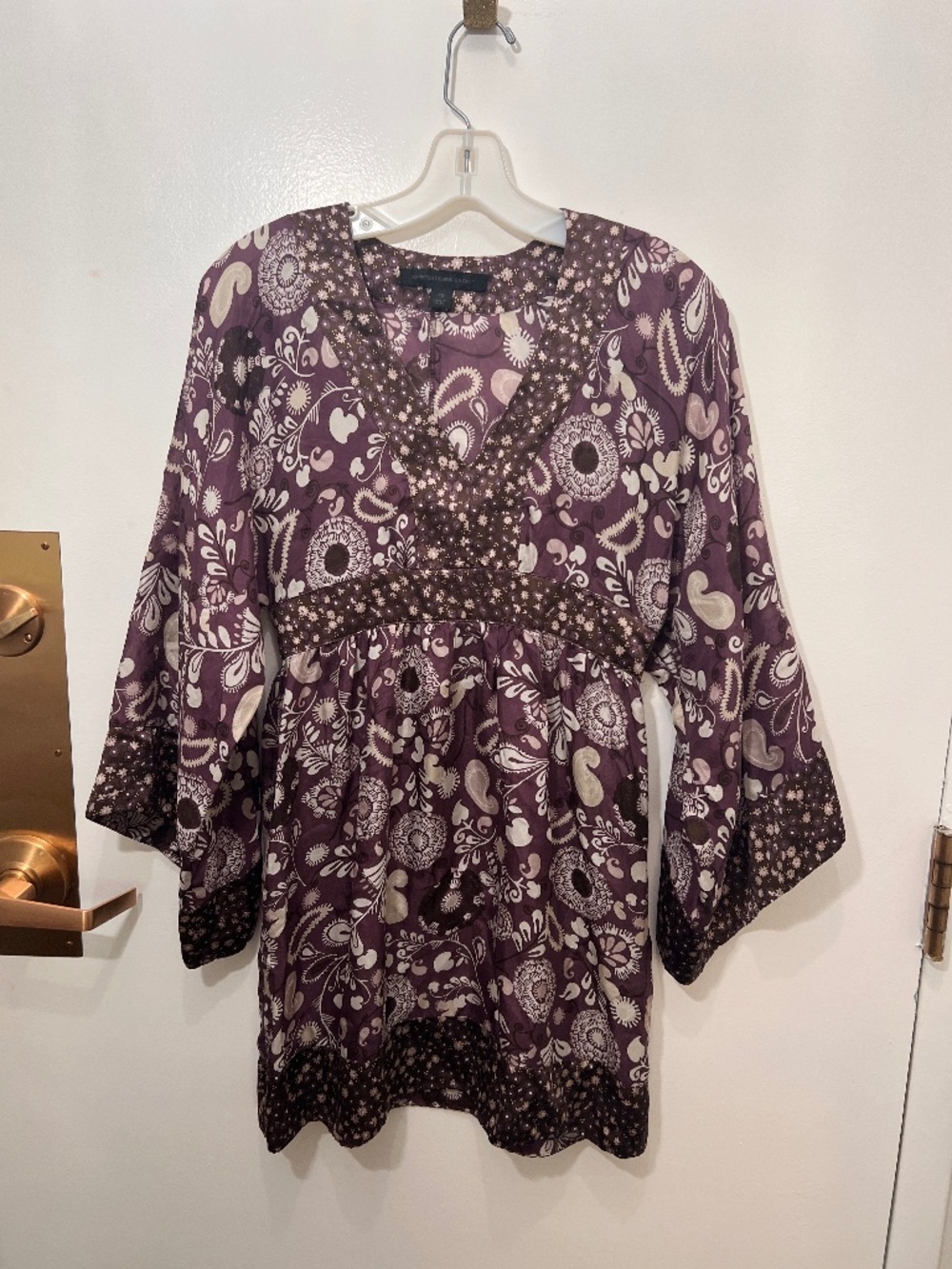 Express Design Studio collection vintage 100% silk chocolate color paisley XS